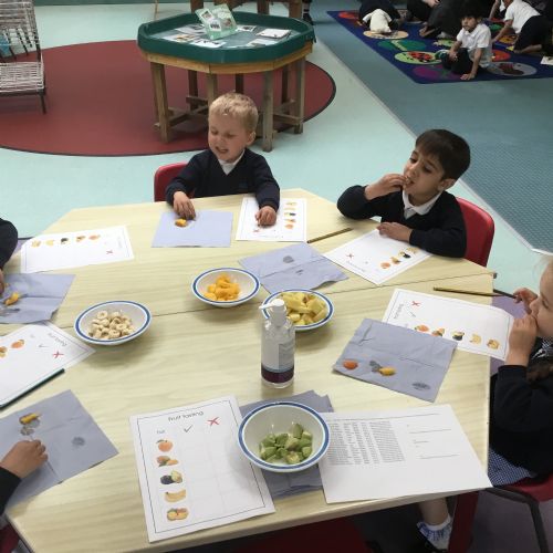 Nursery, describing fruits using our 5 senses