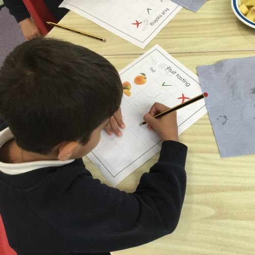 Nursery, describing fruits using our 5 senses